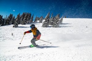 A man skiing in Vail, Colorado