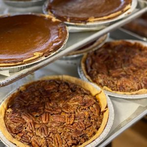 Some of the best pies in Denver in a case at Trompeau