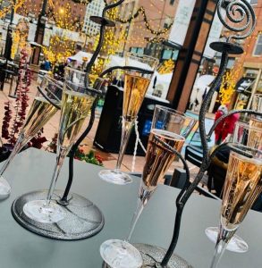 A champagne flight at one of the most romantic restaurants in Denver, Corridor 44