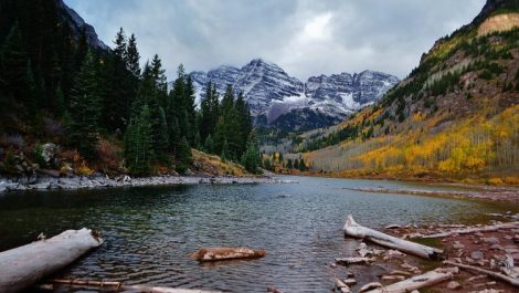 A lake in front of Maroon Peak, one of 58 14ers in Colorado