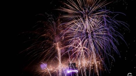 Fireworks in the night sky over Coors Field to celebrate Denver 4th of July